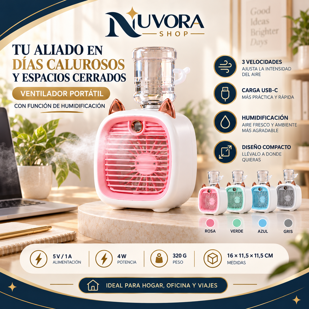 ventilador portatil con humificador