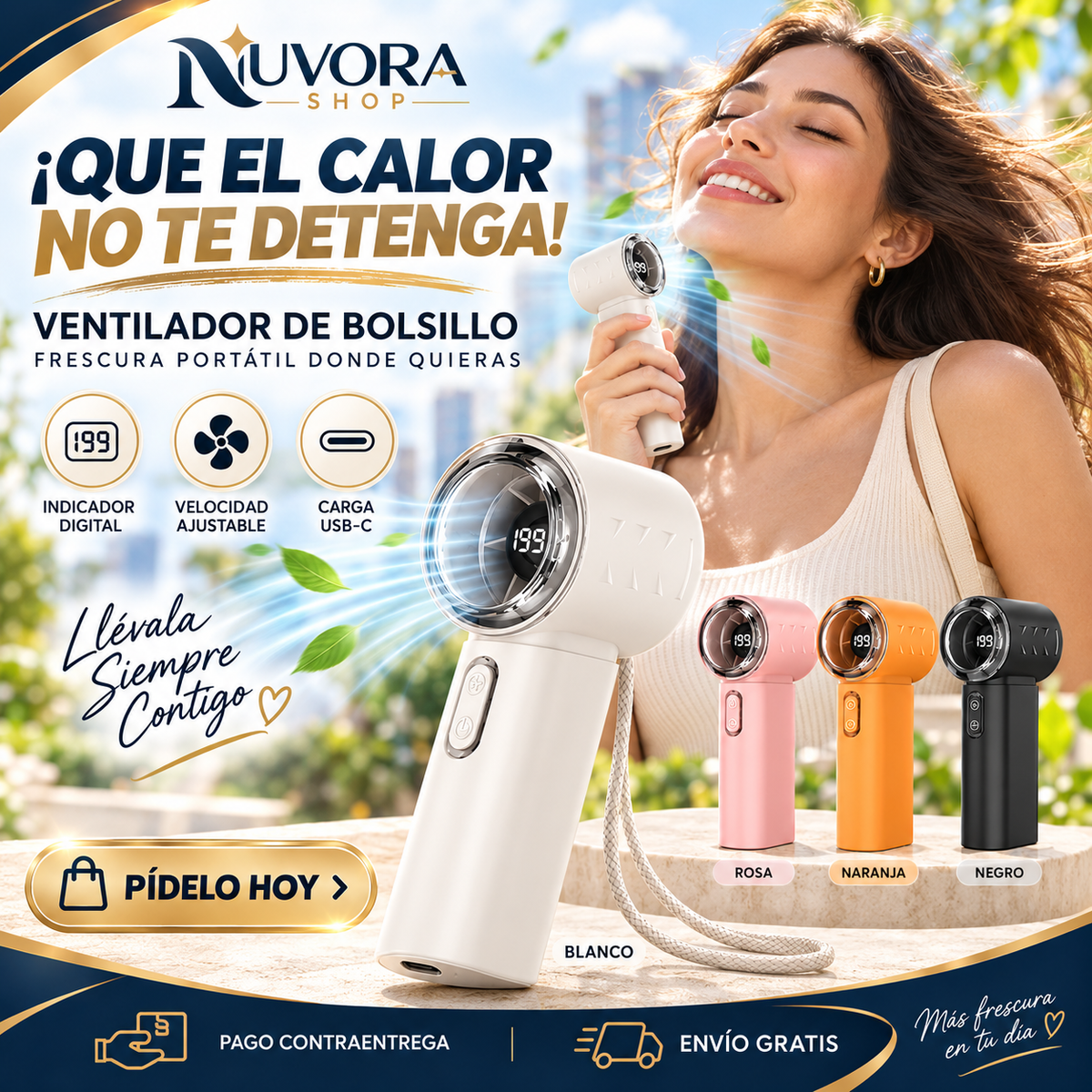 Ventilador Eléctrico Pantalla Digital