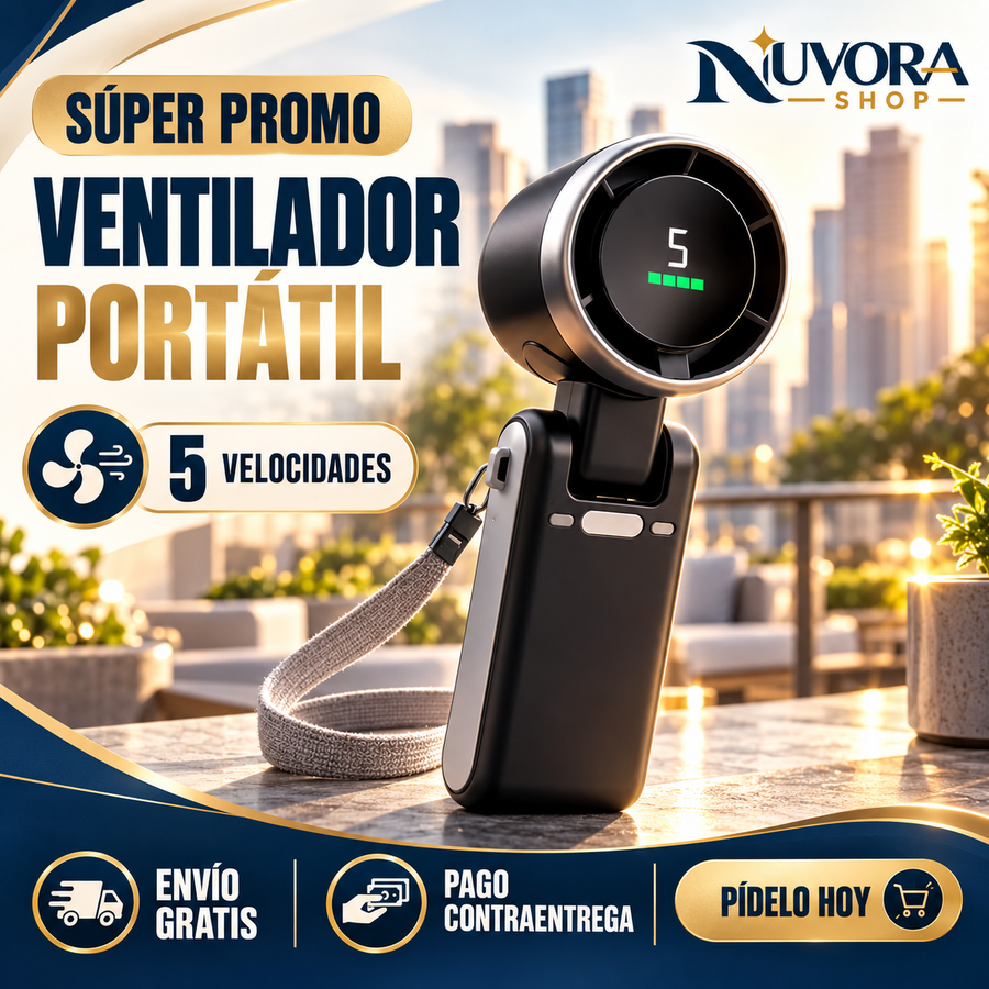 Ventilador Portatil De Mano Pantalla LED