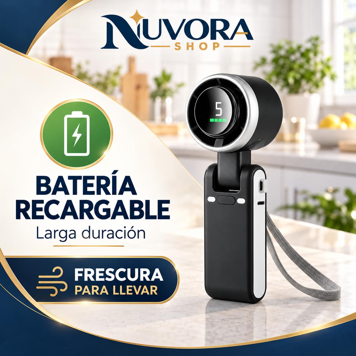 Ventilador Portatil De Mano Pantalla LED